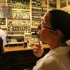 Anna sampling their fare